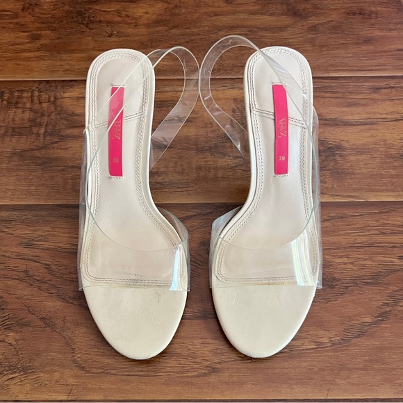 NWOT Zara Size 6 Off White High Heeled Vinyl Sandals - Picture 1 of 8